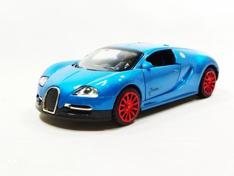 اسباب بازی ماشین بوگاتی شیرون متوسط (Bugatti) موزیکال-چراغدار فلزی آبی